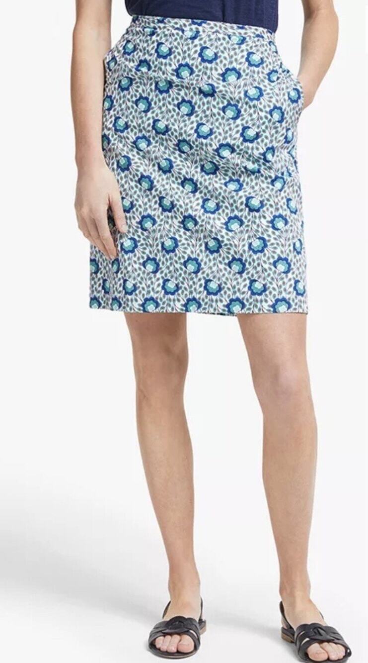 Boden Floral Printed A-line knee Length Skirt Women Size 8R Green White Classic